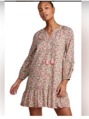 NWT Vineyard Vines Vineyard Tile Dress Sz M Pink & Green